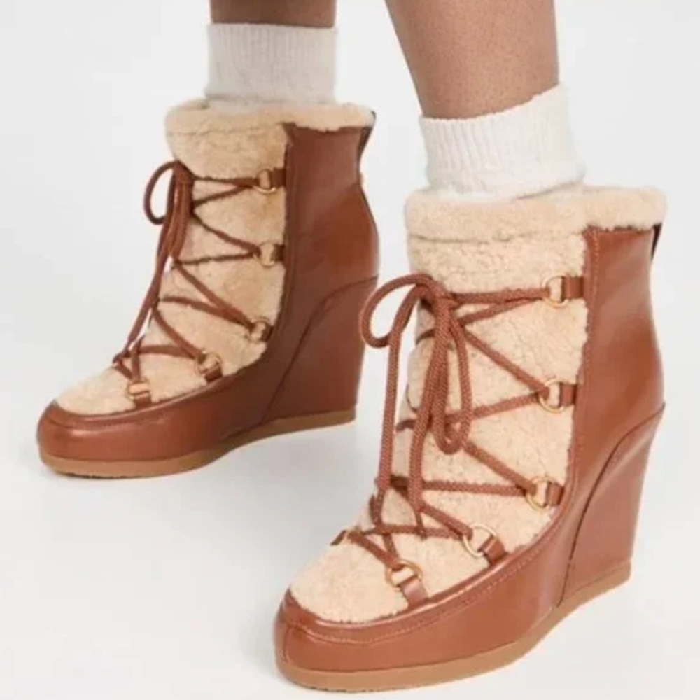 🌹VERONICA BEARD🌹Elfred Shearling Wedge Booties Hazelwood Size: 6M
